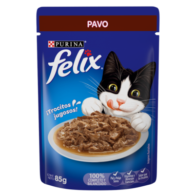 POUCH FELIX GATITO SENSACIONES DE PAVO EN SALSA 85 GR
