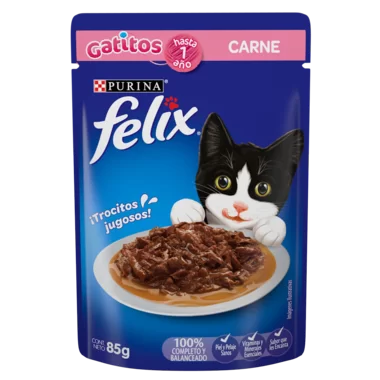 POUCH FELIX GATITO SENSACIONES DE CARNE EN SALSA 85 GR