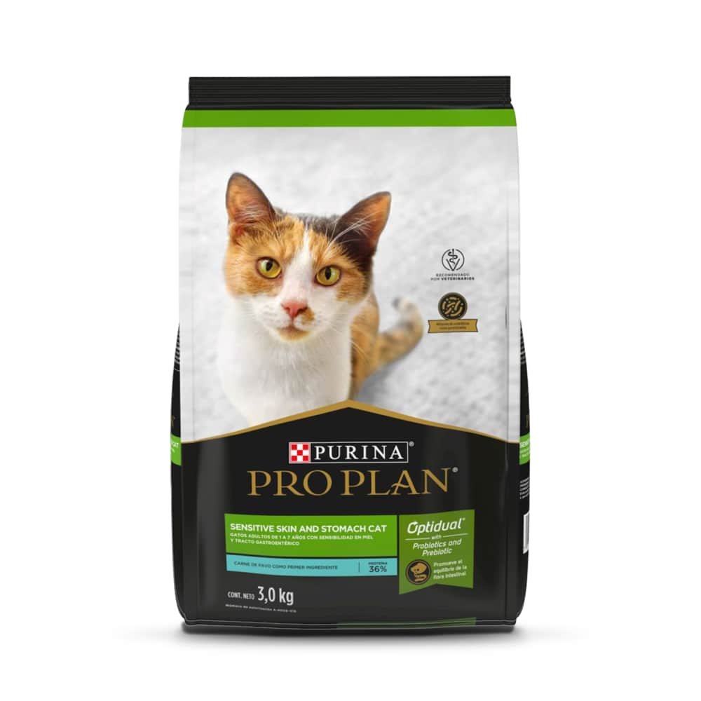 PRO PLAN Cat Sensitive Skin & Stomach – Pavo y Probióticos 3 kg