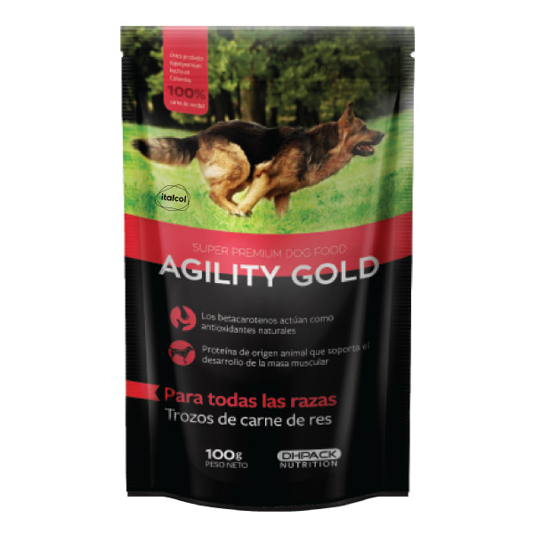 Pouch  Perro  Agility Gold En Trozos de Carne de Res x100 Gr