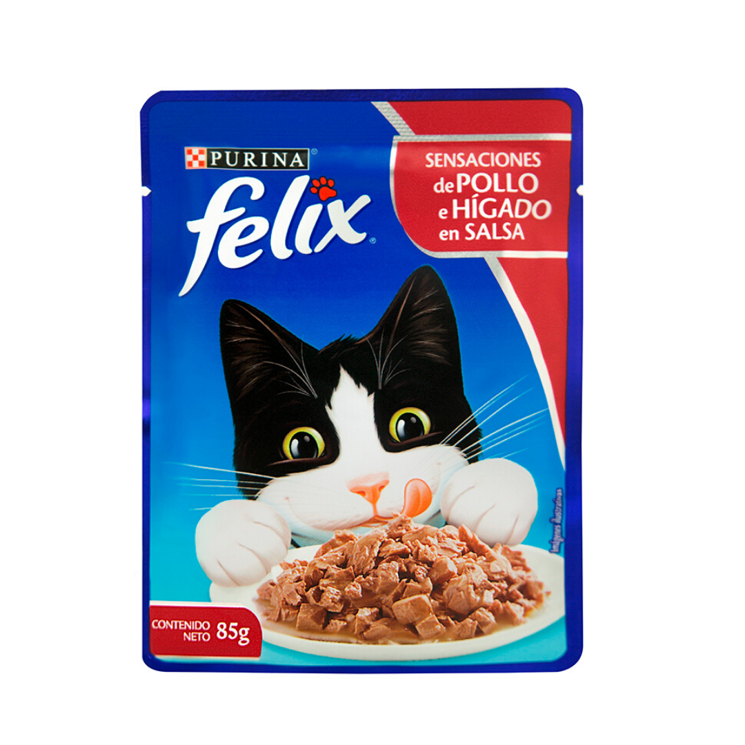 POUCH FELIX GATITO POLLO E HÍGADO EN SALSA 85 GR