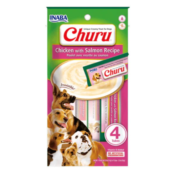 CHURU PERRO POLLO Y SALMON 4 UNIDADES