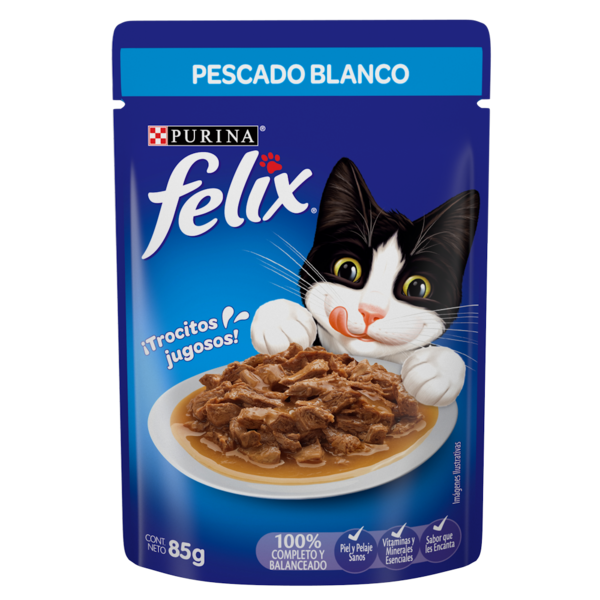 POUCH FELIX GATITO SENSACIONES DE PESCADO BLANCO EN SALSA 85 GR